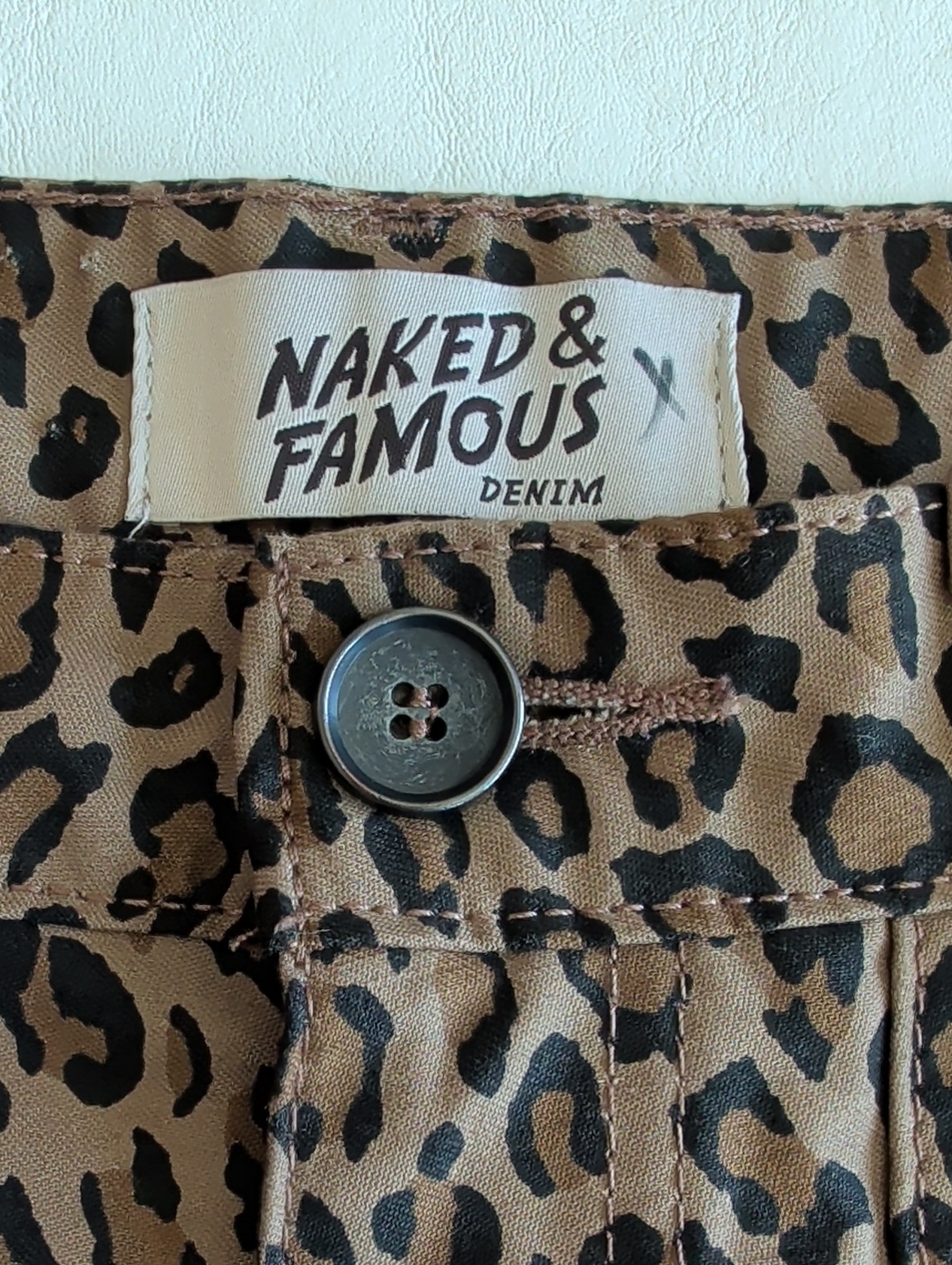 Naked & Famous Leopard Print Patch Pocket Straight Leg Pants Women's Size 30 — image 2 of 8